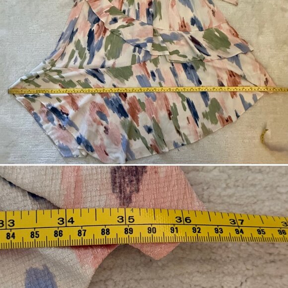 Sofia Jeans Sofia Vergara Ruffle Faux Wrap Midi Dress Size M Pastel Multicolor - Picture 13 of 13